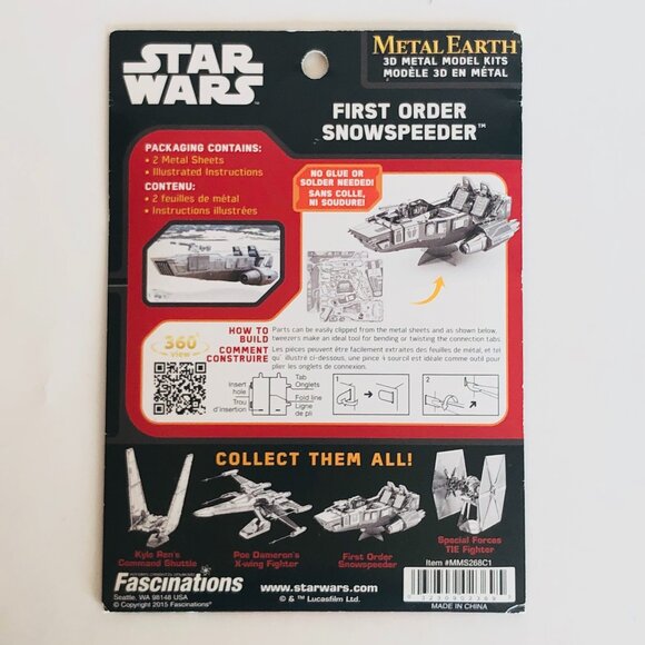 Metal Earth Star Wars 3D Model First Order Snowspeeder New Sealed  For Age 14+ - Picture 9 of 16